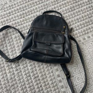 Genuine black leather Fossil backpack - medium size